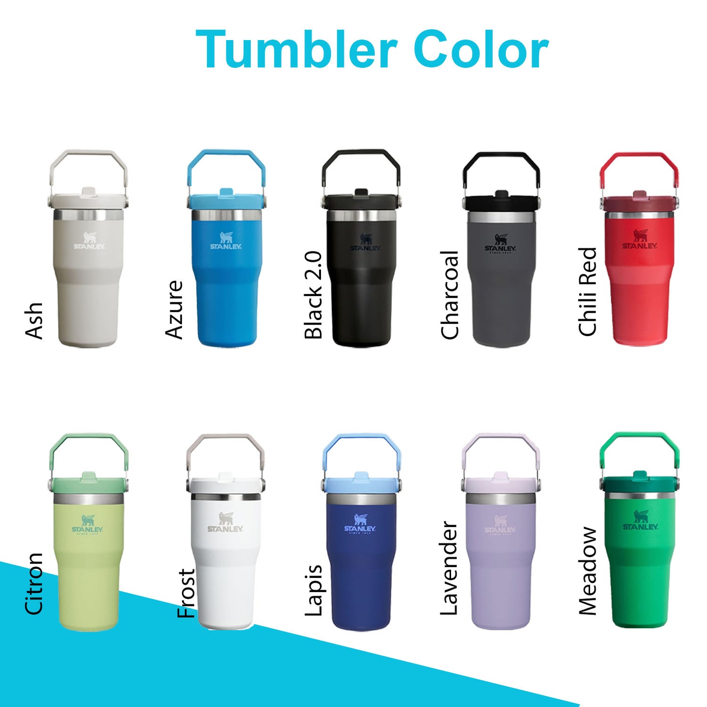 20oz Stanley Ice Flow Stainless Steel Tumbler | Personalized Stainless Steel Flip Straw Bottle | Laser Engraved Tumbler, Mother's Day Gift
