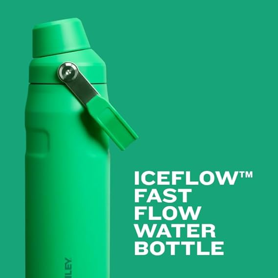 24oz Stanley Ice Flow Fast Flow Bottle | Personalized Stainless Steel Bottle with cap holder | Laser Engraved Bottle with Angled Spout Lid.