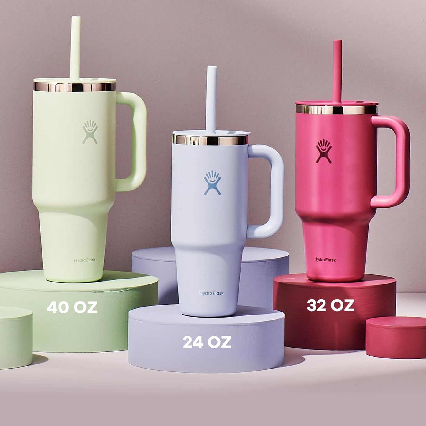 24oz Hydro Flask Travel Tumbler | Personalized Stainless Steel Tumbler with Flexible Straw and Lid | Laser Engraved Hydro Flask Tumbler