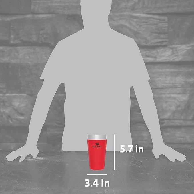 16oz Stanley Adventure Stacking Beer Pint Glass | Personalized Stackable Drinking Cup | Laser Engraved Insulated Stainless Steel Cup.