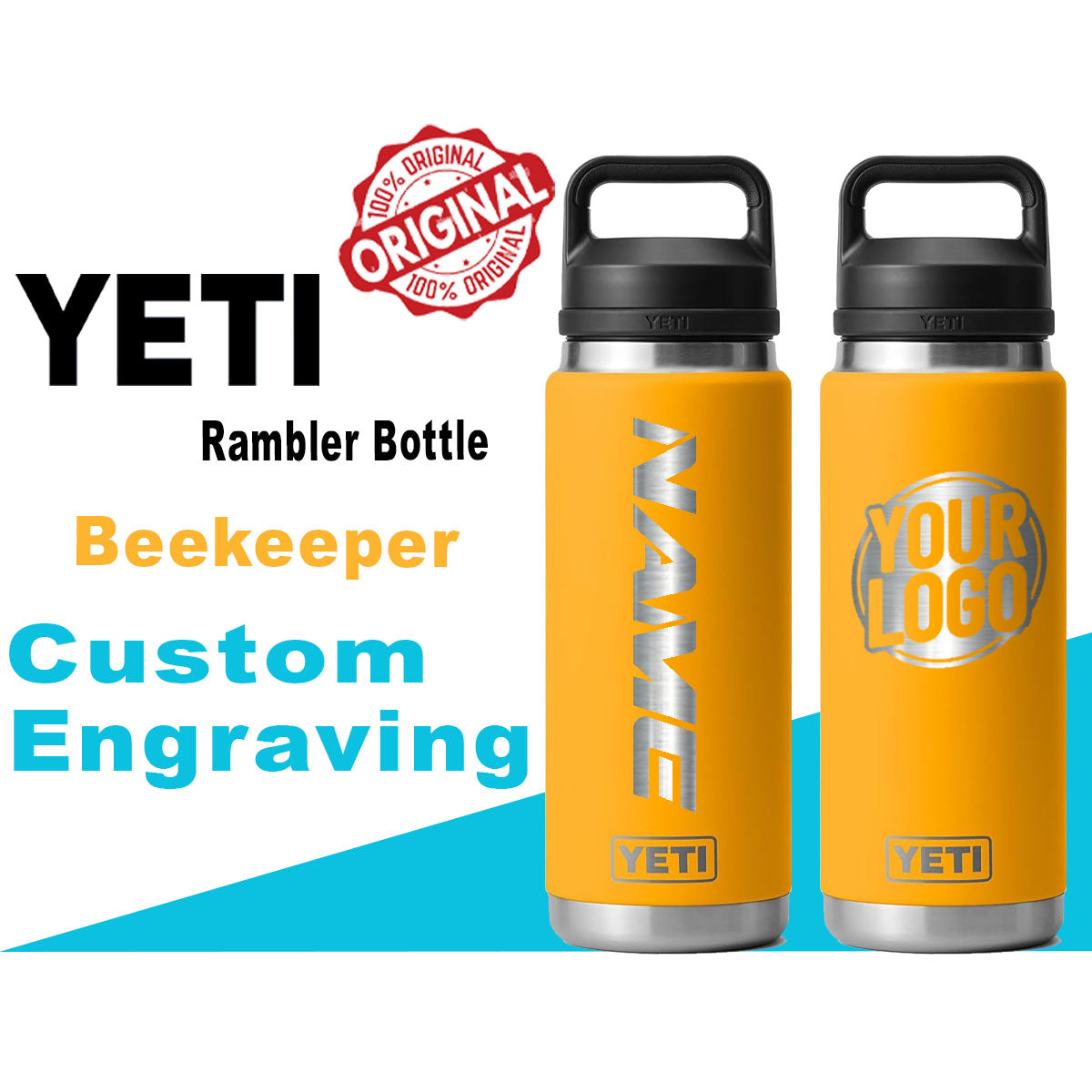 Yeti Beekeeper Color Rambler Bottle | Personalized Bottle, Laser Engraved Stainless Steel Bottle with Chug Cap, Valentineday Gift, Zengraved