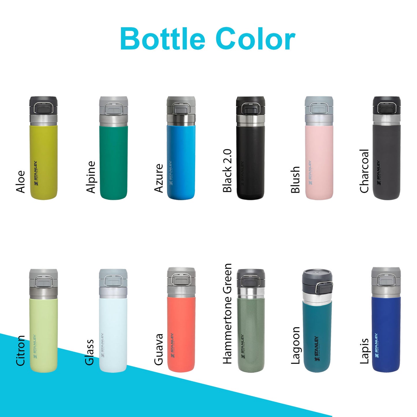 24oz Stanley Go Quick Flip Go Water Bottle | Personalized Double Walled 304 bOTTLE | Laser Engraved Bottle with Push Button Lid, BPA-Free