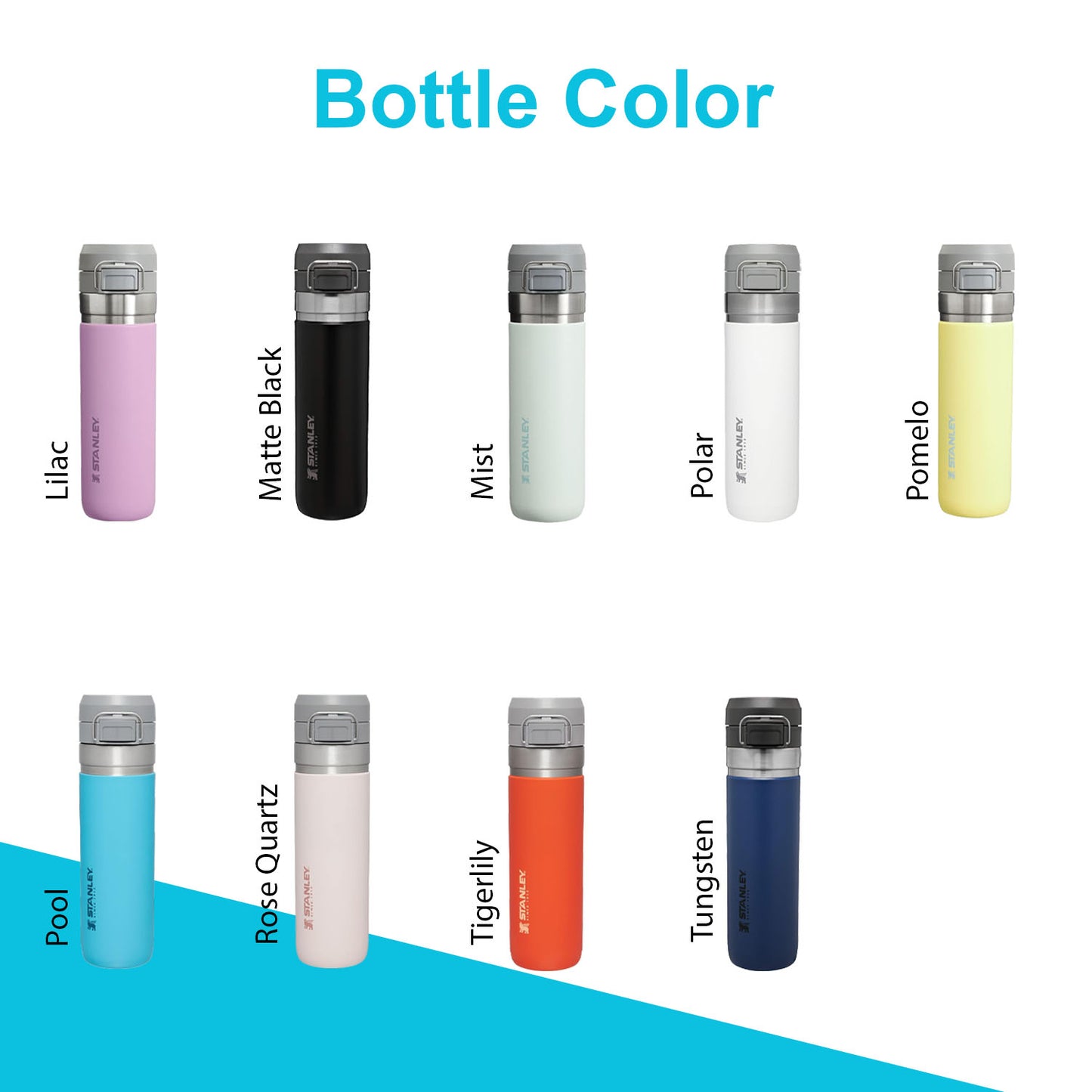 24oz Stanley Go Quick Flip Go Water Bottle | Personalized Double Walled 304 bOTTLE | Laser Engraved Bottle with Push Button Lid, BPA-Free