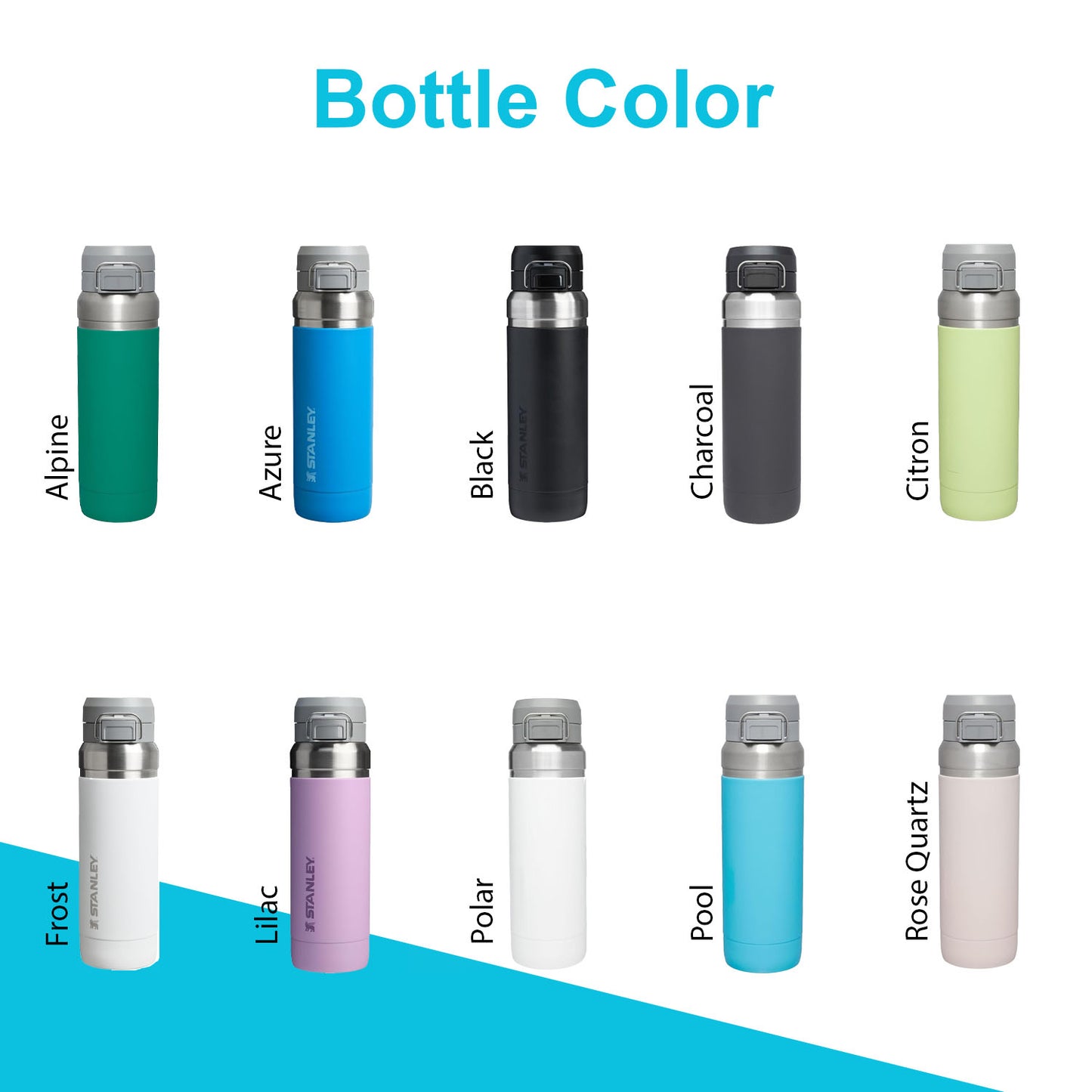 36oz Stanley Quick Flip GO Water Bottle | Personalized Insulated Stainless Steel Bottle | Laser Engraved Bottle with Push Button Lid.