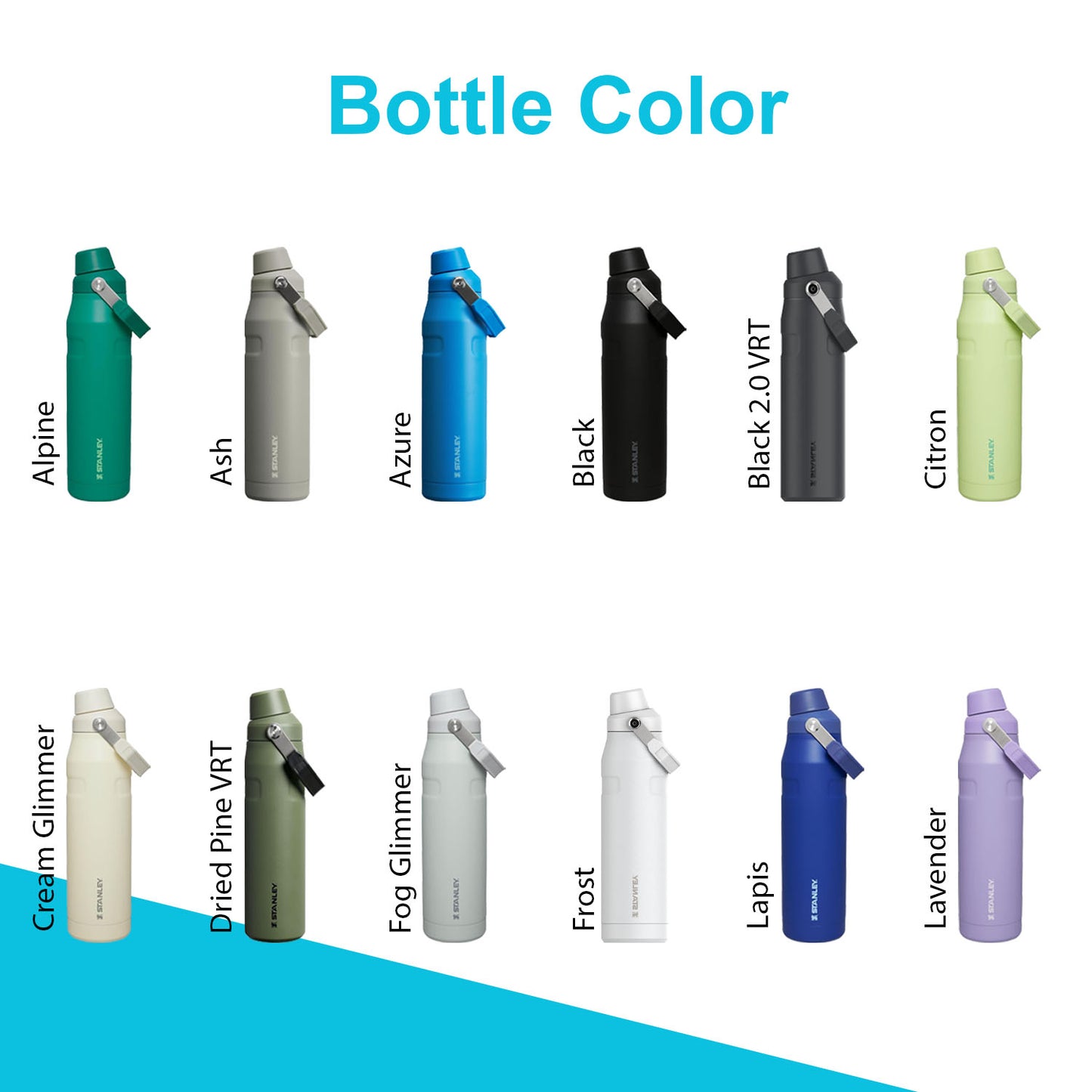 24oz Stanley Ice Flow Fast Flow Bottle | Personalized Stainless Steel Bottle with cap holder | Laser Engraved Bottle with Angled Spout Lid.
