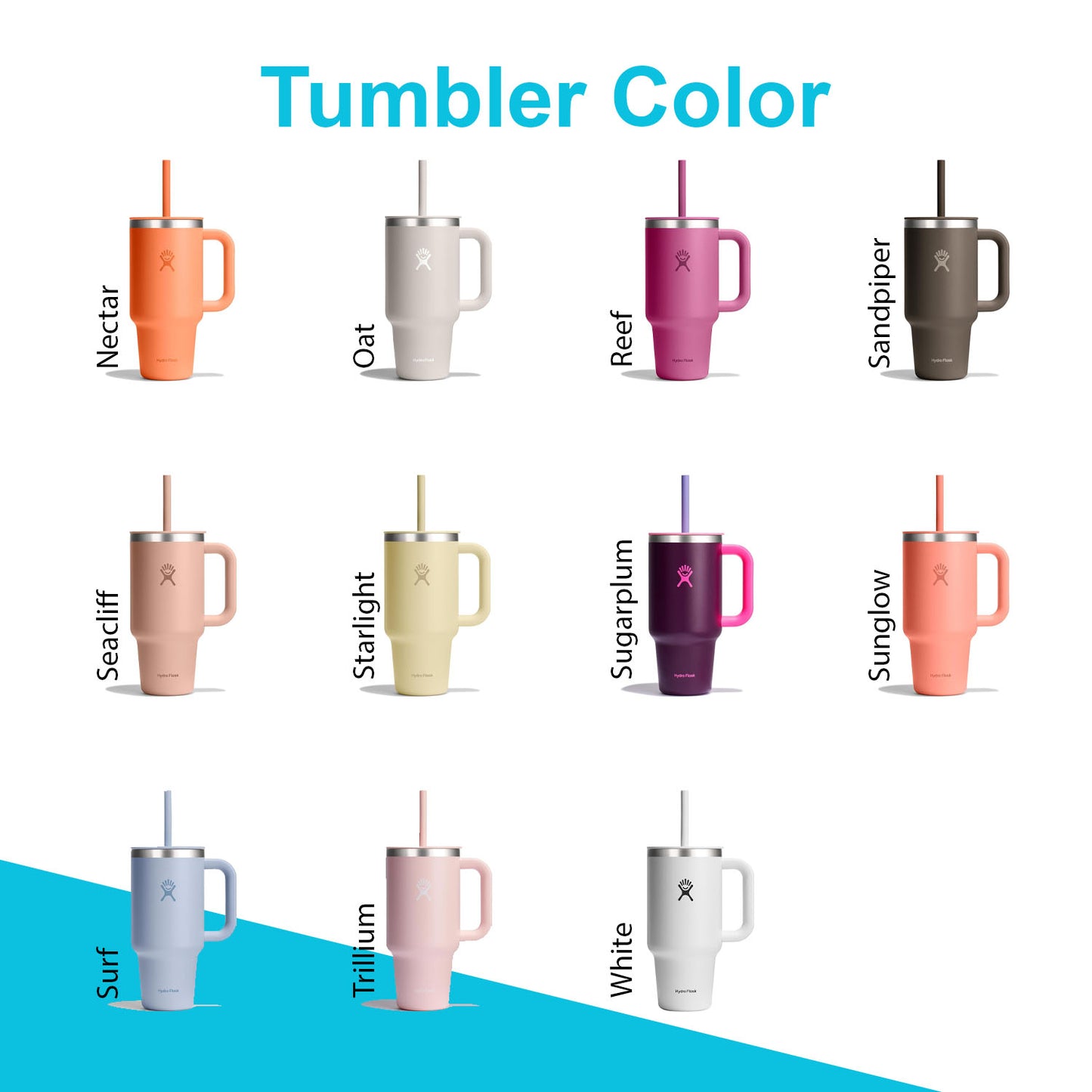 24oz Hydro Flask Travel Tumbler | Personalized Stainless Steel Tumbler with Flexible Straw and Lid | Laser Engraved Hydro Flask Tumbler