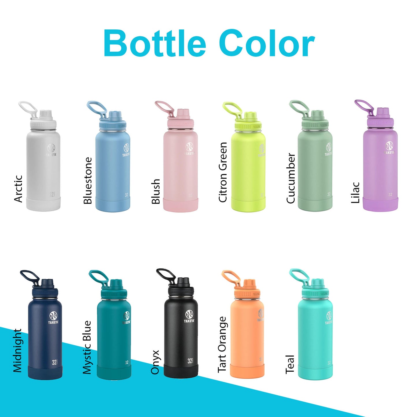 Personalized Takeya 32oz Activate Bottle: Laser Engraved Stainless Steel Water Bottle