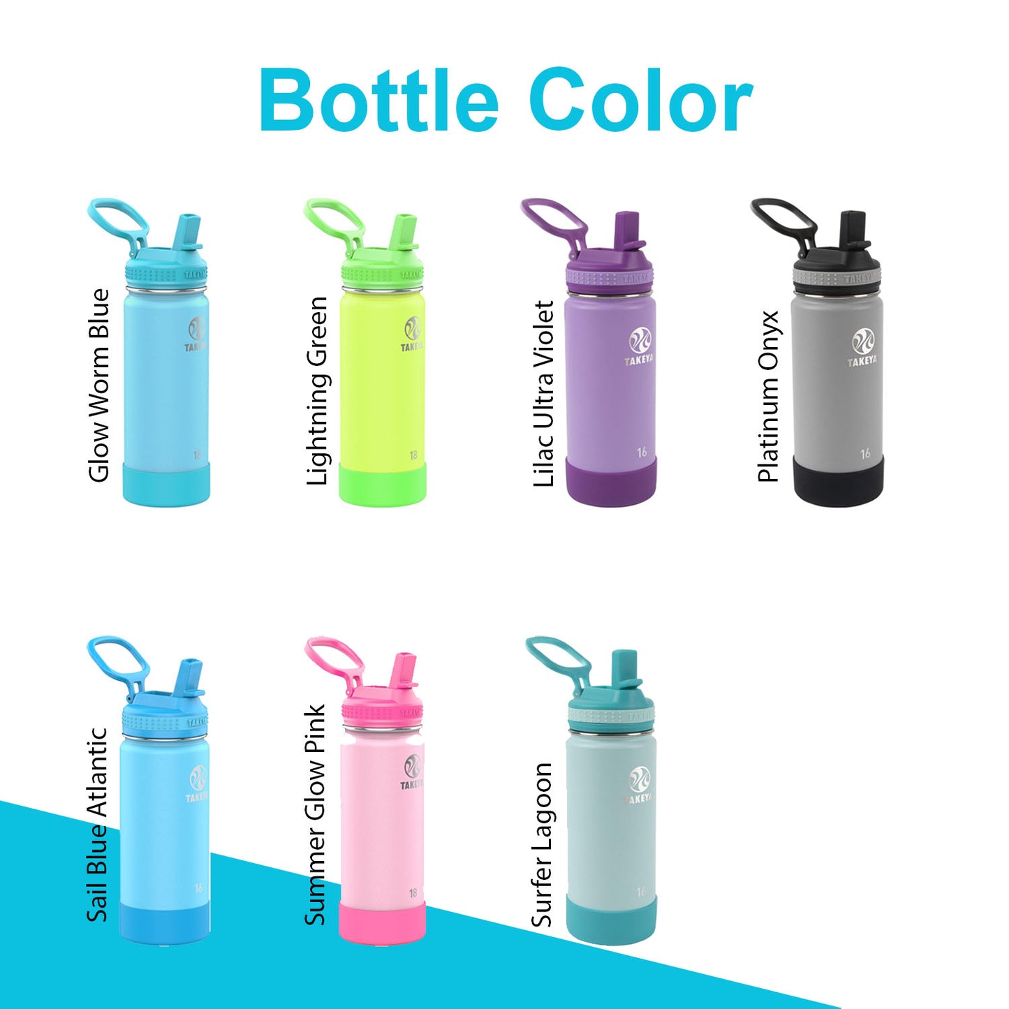 Personalized Takeya 16oz & 18oz Kids Bottle: Laser Engraved Stainless Steel Water Bottle