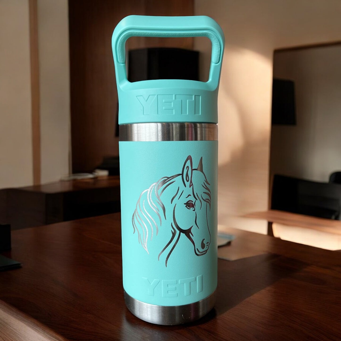 12oz YETI Rambler 2.0 Water Bottles | Personalized Stainless Steel with Color-Matching Straw Cap | Laser Engraved Bottle, Birthday Gift