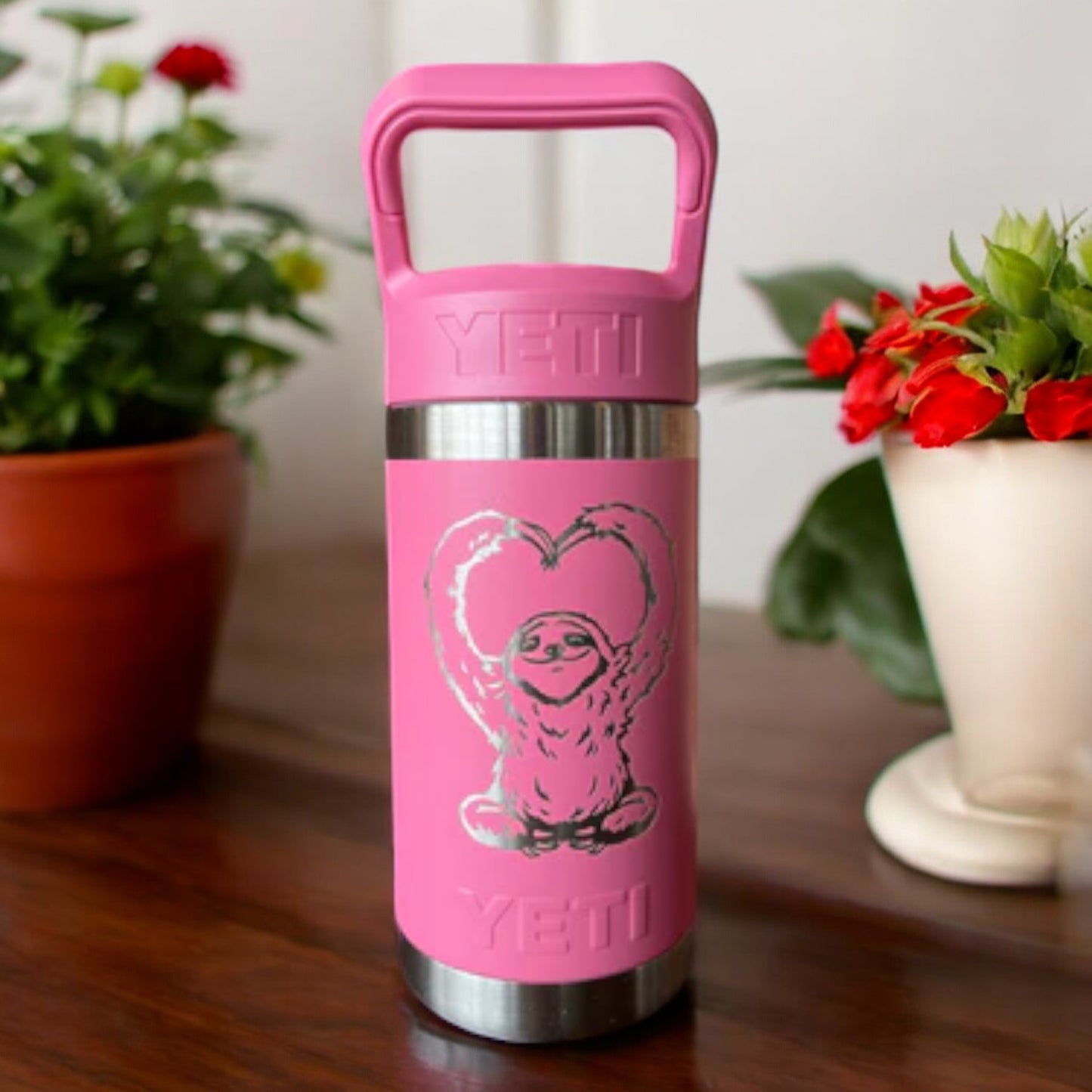 12oz YETI Rambler 2.0 Water Bottles | Personalized Stainless Steel with Color-Matching Straw Cap | Laser Engraved Bottle, Birthday Gift