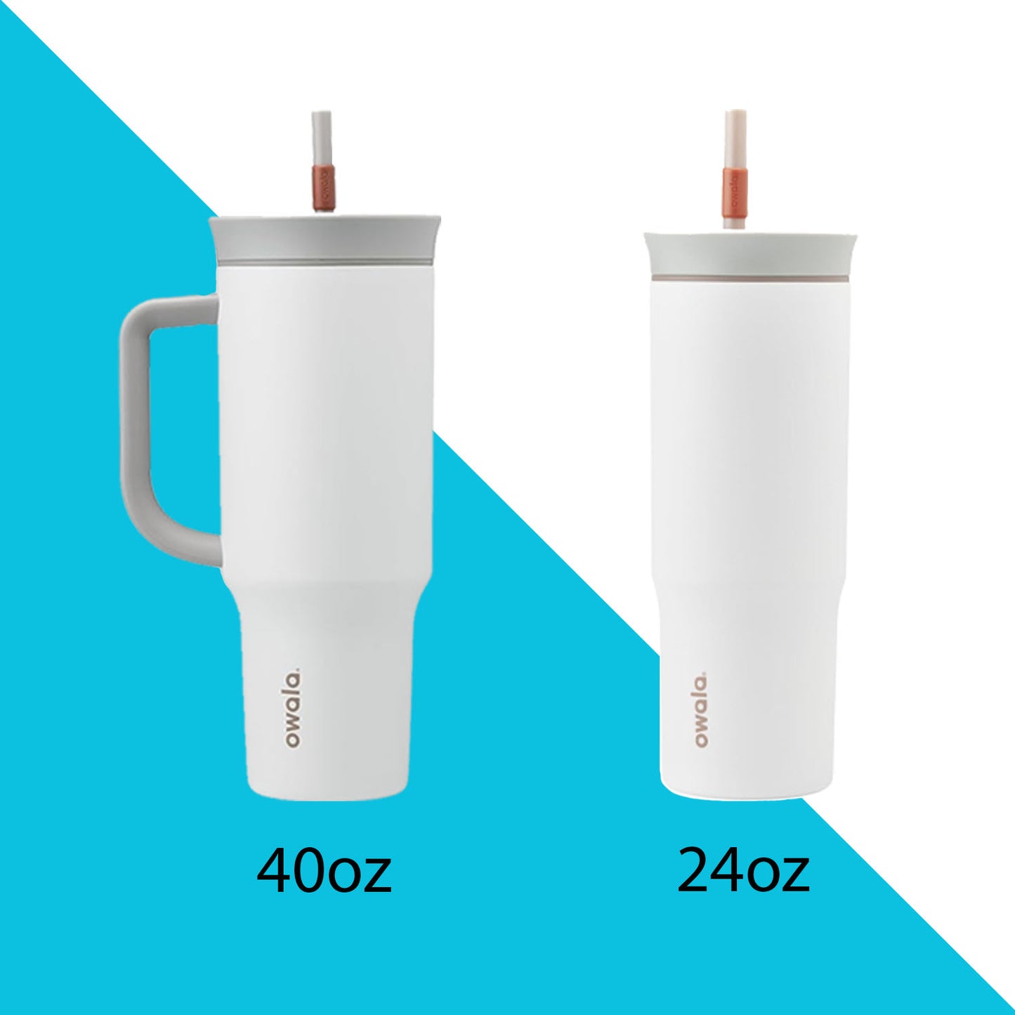 24oz, 40oz Owala Stainless Steel Tumbler with Handle | Personalized Stainless Steel Tumbler with Straw | Laser Engraved Tumbler for Travel