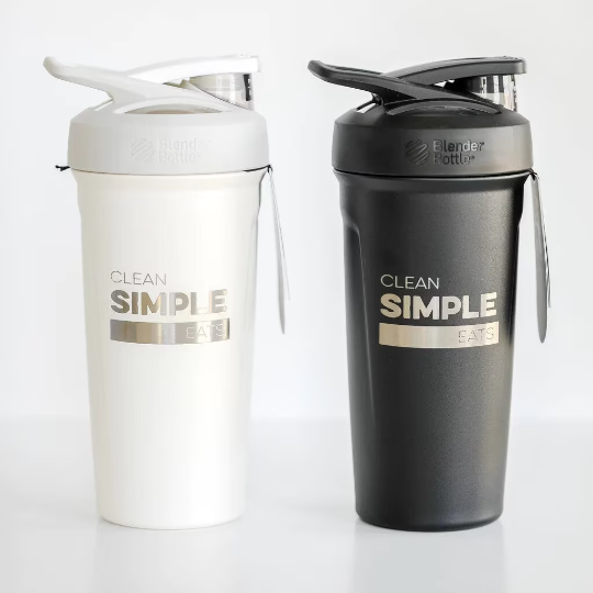 24oz Thermal Blender Bottle | Personalized Vacuum Insulated Strada Flip Blender | Laser Engraved Stainless Steel Double Walled Shaker.