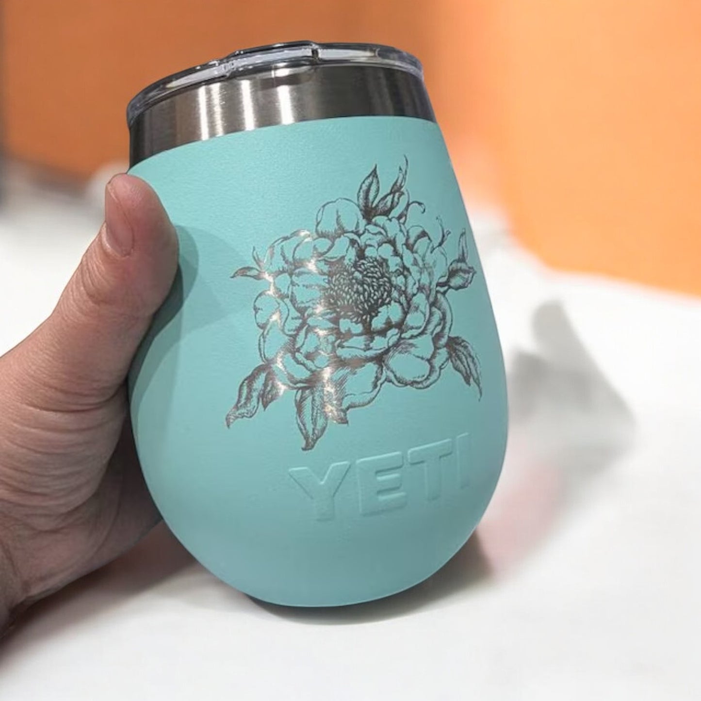 10oz YETI Rambler Wine Tumbler | Personalized Stainless Steel with MagSlider Lid | Laser Engraved Vacuum Insulated Tumbler, Casual Style.