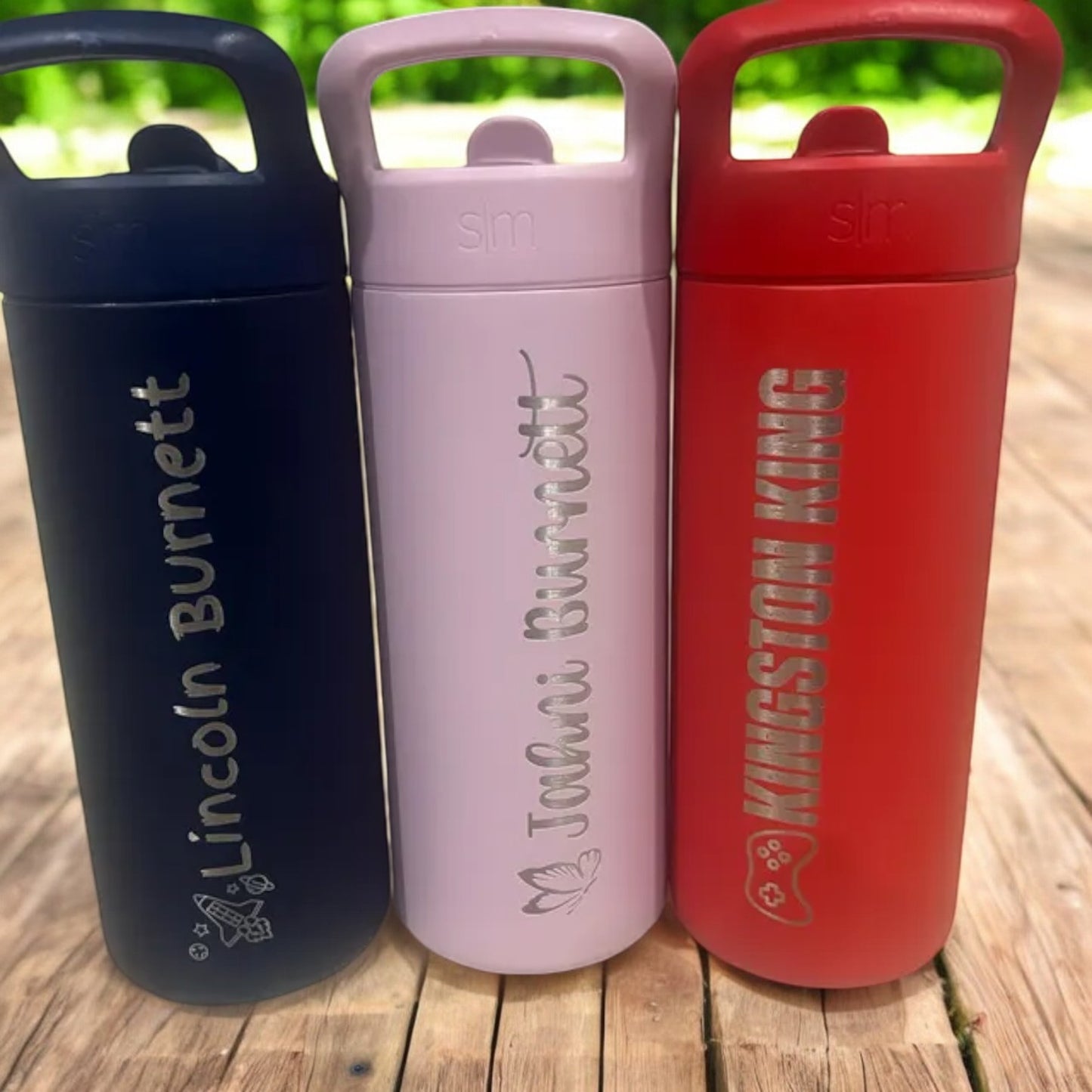 32oz Simple Modern Insulated Water Bottles | Personalized Stainless Steel Bottle with Straw | Laser Engraved Bottle for School, Zengraved