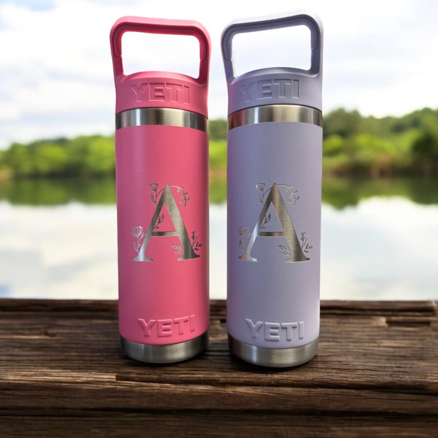 26oz YETI Rambler 2.0 Water Bottles | Personalized Stainless Steel with Color-Matching Straw Cap | Laser Engraved Bottle, Gift for her