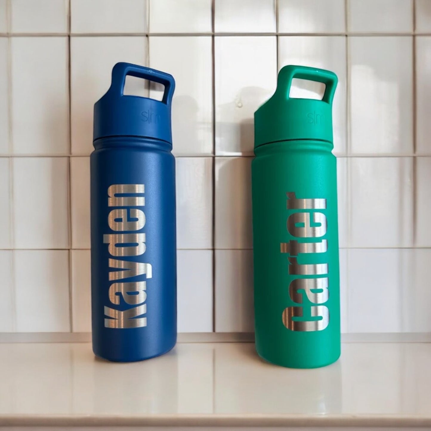 32oz Simple Modern Insulated Water Bottles | Personalized Stainless Steel Bottle with Straw | Laser Engraved Bottle for School, Zengraved