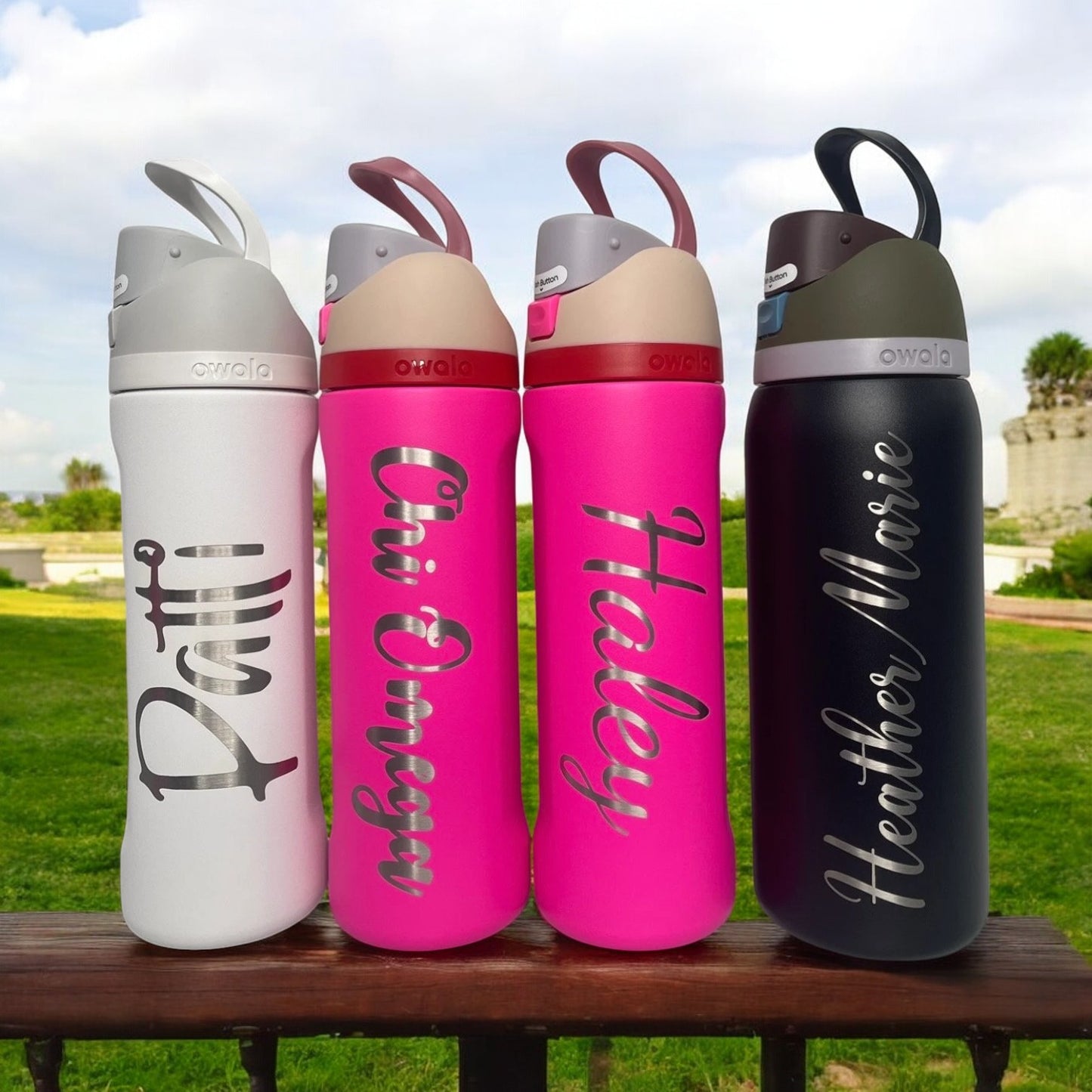16oz Owala Insulated Water Bottles | Personalized Stainless Steel Water Bottle | Laser Engraved Custom Water Bottle with Straw for Sports