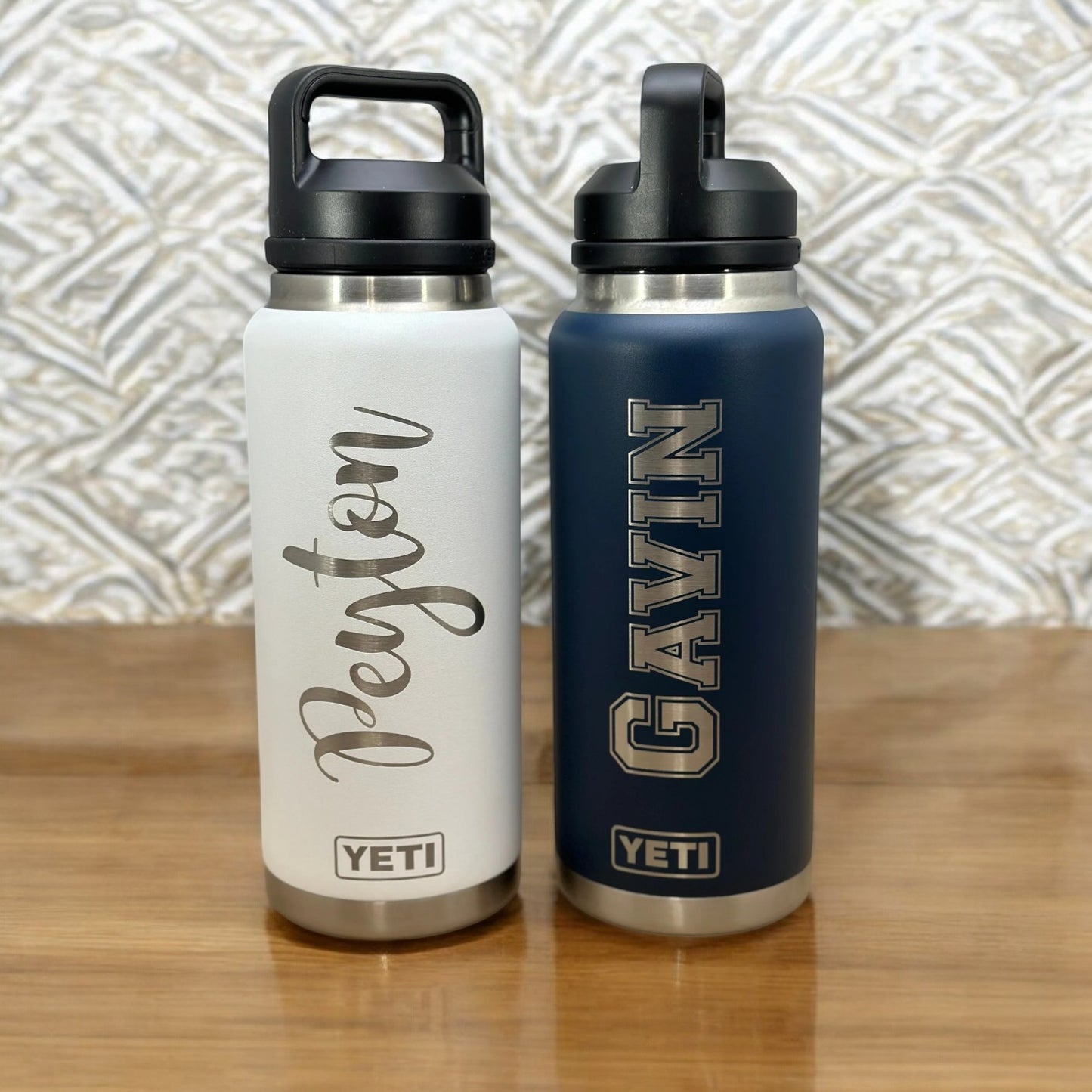 46oz YETI Rambler Water Bottles | Personalized Vacuum Insulated Bottle | Laser Engraved Stainless Steel Bottle with Chug Cap| Valentine Day.