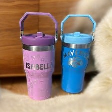 20oz Stanley Ice Flow Stainless Steel Tumbler | Personalized Stainless Steel Flip Straw Bottle | Laser Engraved Tumbler, Mother's Day Gift