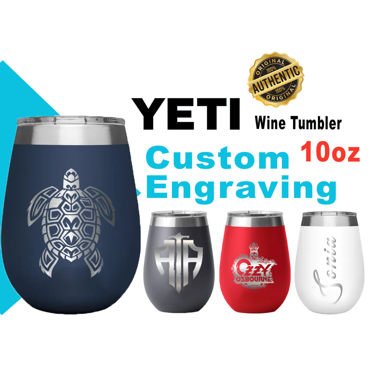 10oz YETI Rambler Wine Tumbler | Personalized Stainless Steel with MagSlider Lid | Laser Engraved Vacuum Insulated Tumbler, Casual Style zengravedstore