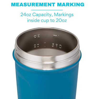 24oz Thermal Blender Sleek Shaker Cup | Personalized Slim Easy to Hold Shaker | Laser Engraved Protein Shakes with Lockable Lid, Keep Cold.