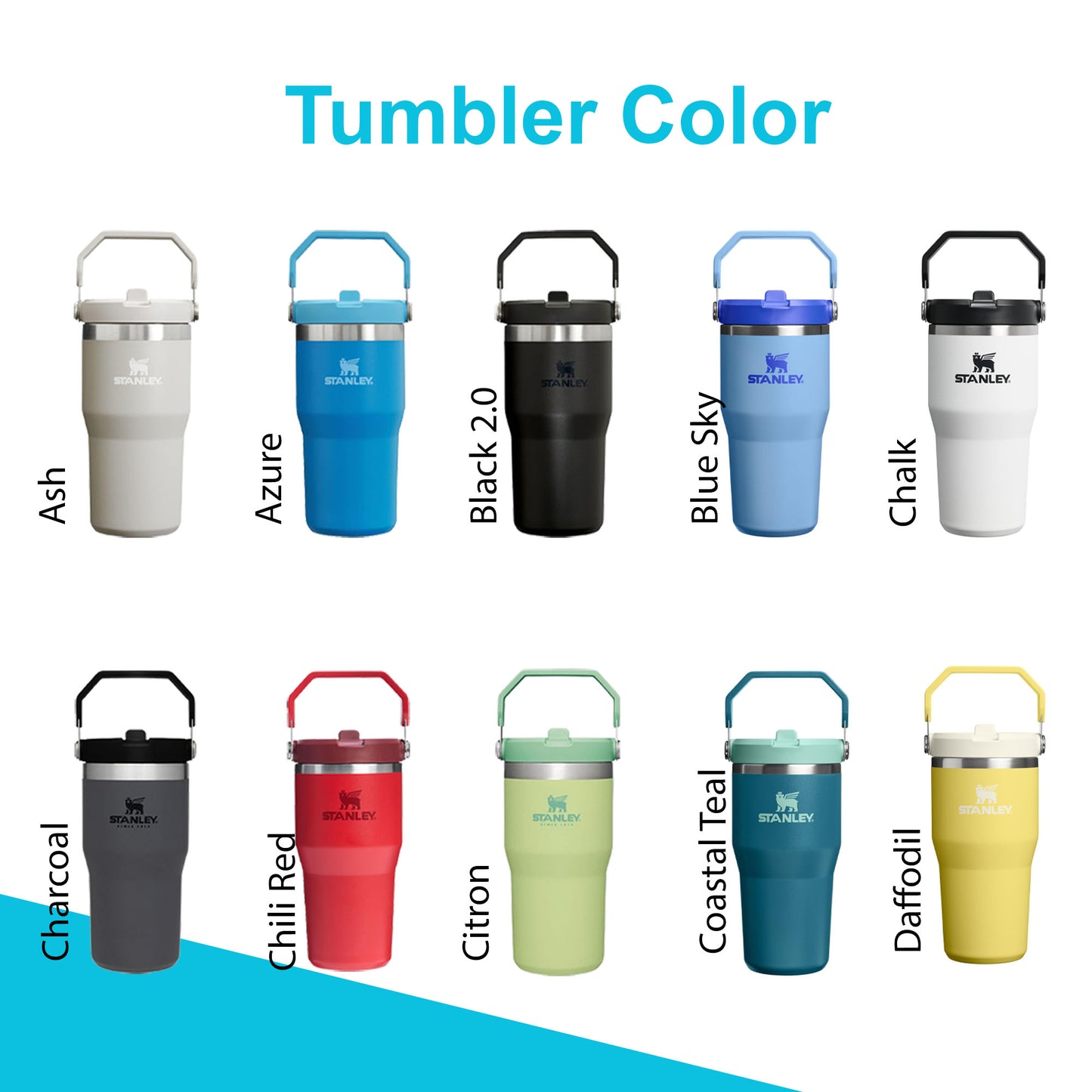 20oz Stanley Ice Flow Stainless Steel Tumbler | Personalized Stainless Steel Flip Straw Bottle | Laser Engraved Tumbler, Mother's Day Gift