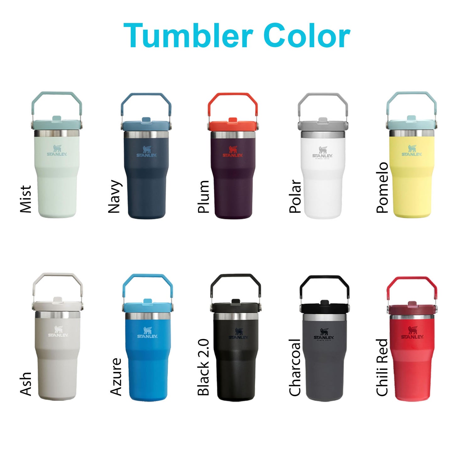 20oz Stanley Ice Flow Stainless Steel Tumbler | Personalized Stainless Steel Flip Straw Bottle | Laser Engraved Tumbler, Mother's Day Gift
