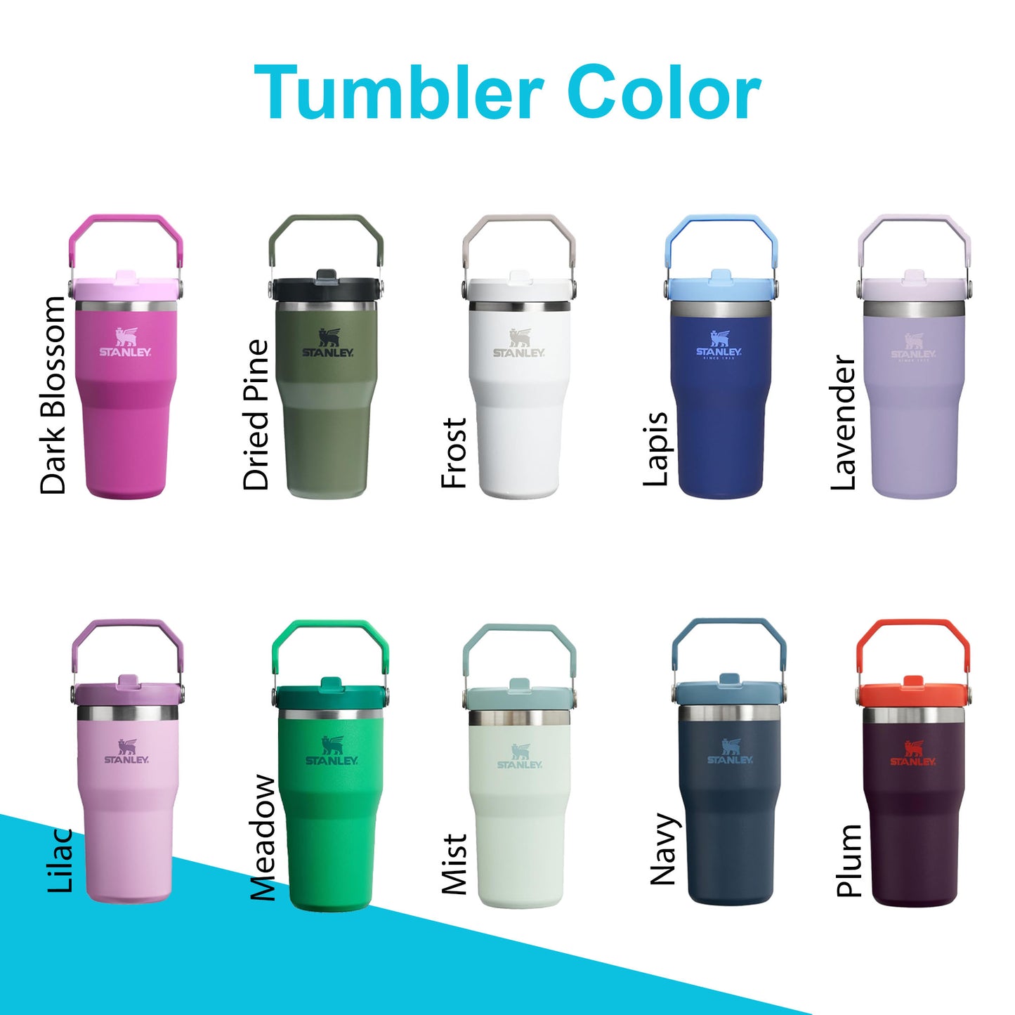 20oz Stanley Ice Flow Stainless Steel Tumbler | Personalized Stainless Steel Flip Straw Bottle | Laser Engraved Tumbler, Mother's Day Gift