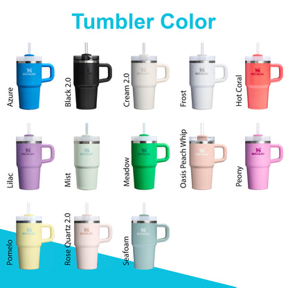 20oz Stanley Quencher Tumbler | Laser Engraved Cup with lid and Straw | Personalized Stainless Steel Tumbler | Double Wall Insulated Cup.
