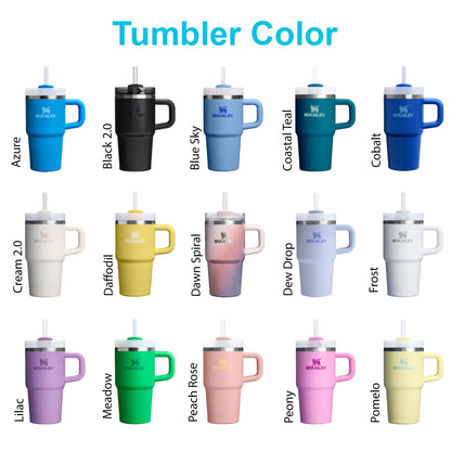20oz Stanley Quencher Tumbler | Laser Engraved Cup with lid and Straw | Personalized Stainless Steel Tumbler | Double Wall Insulated Cup.