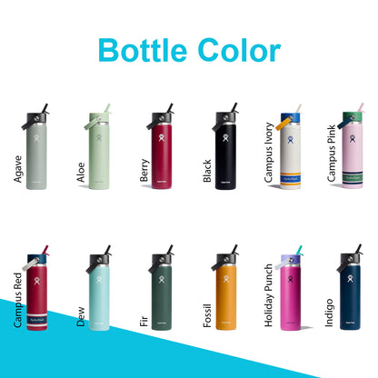 24oz Hydro Flask Flex Straw Lid Bottle | Laser Engraved Stainless Steel Water Bottle with Straw | Best For Travel, Sports and Gym