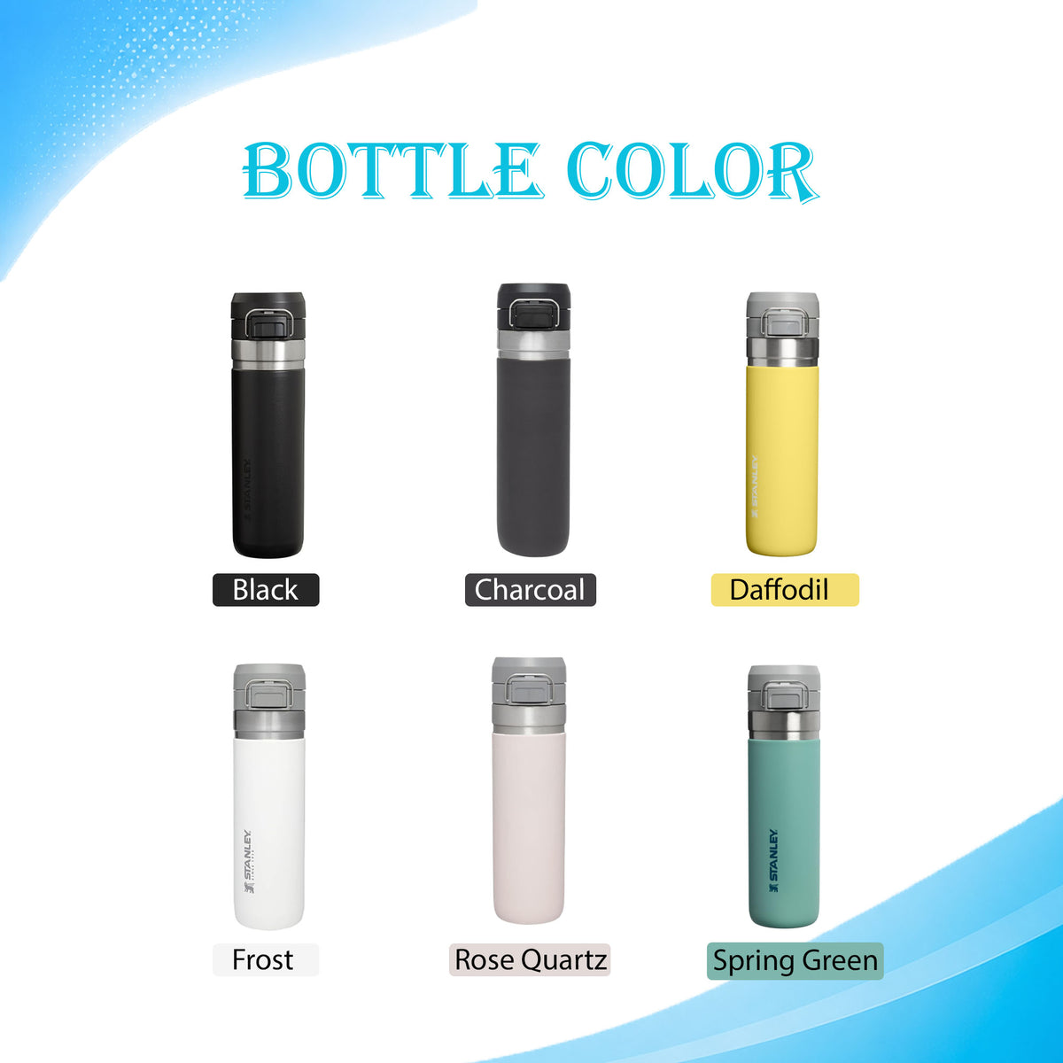 24oz Stanley Go Quick Flip Go Water Bottle | Personalized Double Walled 304 bOTTLE | Laser Engraved Bottle with Push Button Lid, BPA-Free 1 zengravedstore