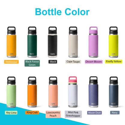 26oz YETI Rambler Water Bottles | Personalized Vacuum Insulated Bottle | Laser Engraved Stainless Steel Bottle with Chug Cap|Father Day Gift