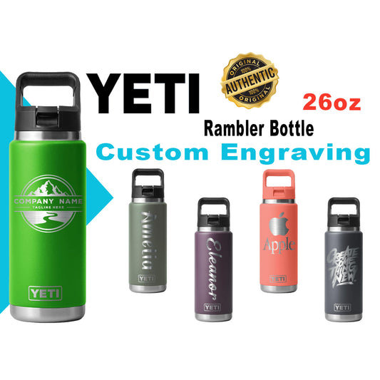 26oz YETI Rambler 2.0 Water Bottles | Personalized Stainless Steel with Color-Matching Straw Cap | Laser Engraved Bottle, Gift for her zengravedstore