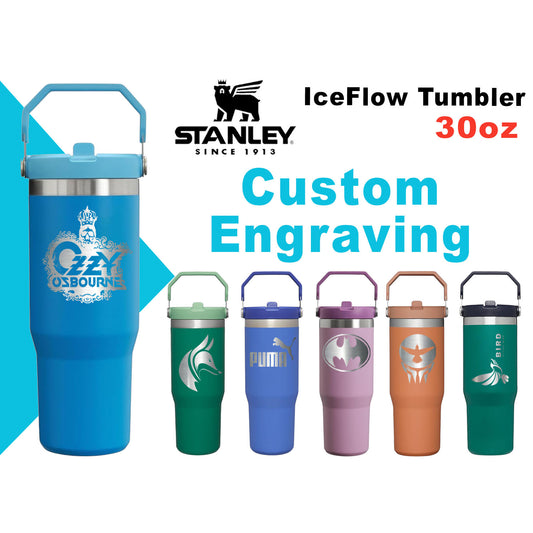 30oz Stanley Ice Flow Flip Straw Bottle | Personalized Stainless Steel Tumbler | Laser Engraved Travel Cup | Gift for Friend, best for Gym zengravedstore