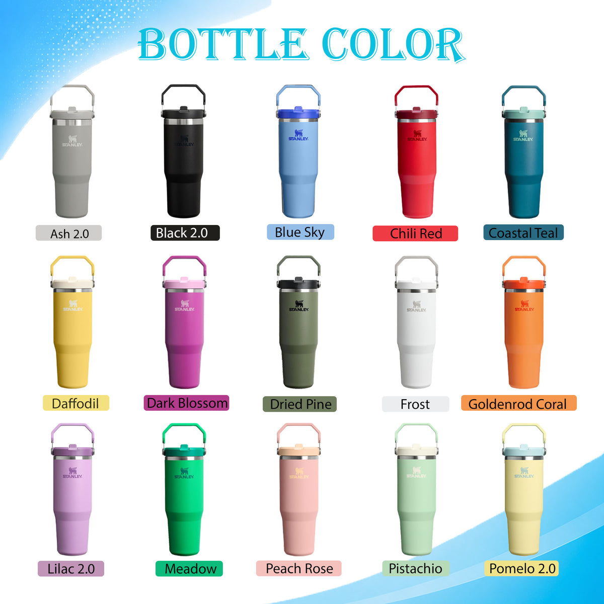 30oz Stanley Ice Flow Flip Straw Bottle | Personalized Stainless Steel Tumbler | Laser Engraved Travel Cup | Gift for Friend, best for Gym 1 zengravedstore
