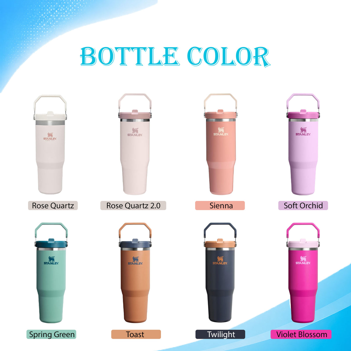 30oz Stanley Ice Flow Flip Straw Bottle | Personalized Stainless Steel Tumbler | Laser Engraved Travel Cup | Gift for Friend, best for Gym 2 zengravedstore