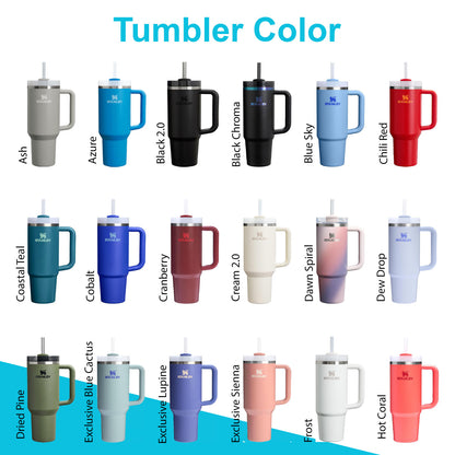 30oz Stanley Quencher Tumbler | Laser Engraved Stainless Steel Tumbler | Personalized Travel Cup with lid and Straw | Coffee Cup, Hydration.