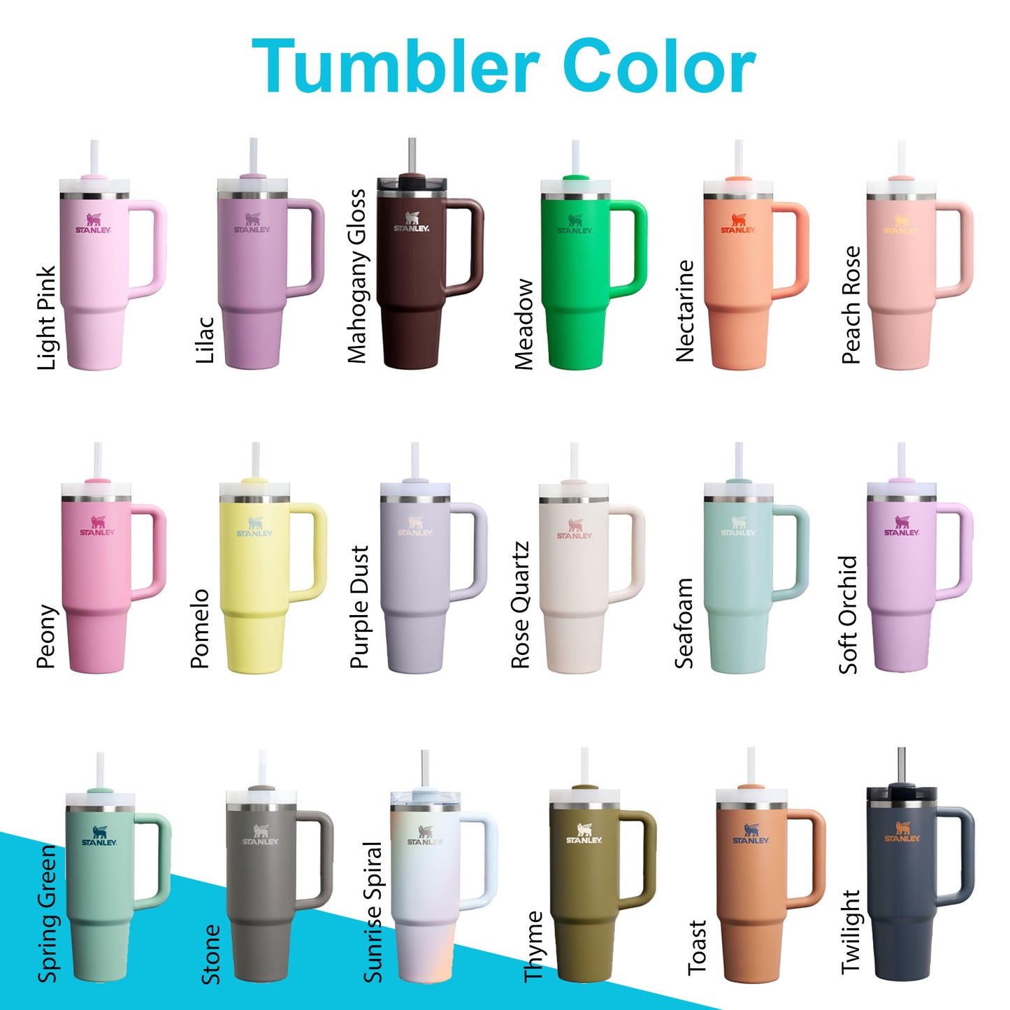 30oz Stanley Quencher Tumbler | Laser Engraved Stainless Steel Tumbler | Personalized Travel Cup with lid and Straw | Coffee Cup, Hydration.