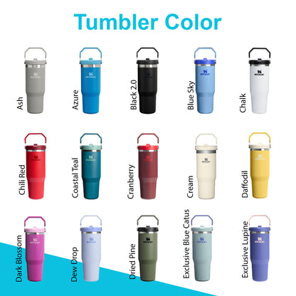 30oz Stanley Ice Flow Flip Straw Bottle | Personalized Stainless Steel Tumbler | Laser Engraved Travel Cup | Gift for Friend, best for Gym