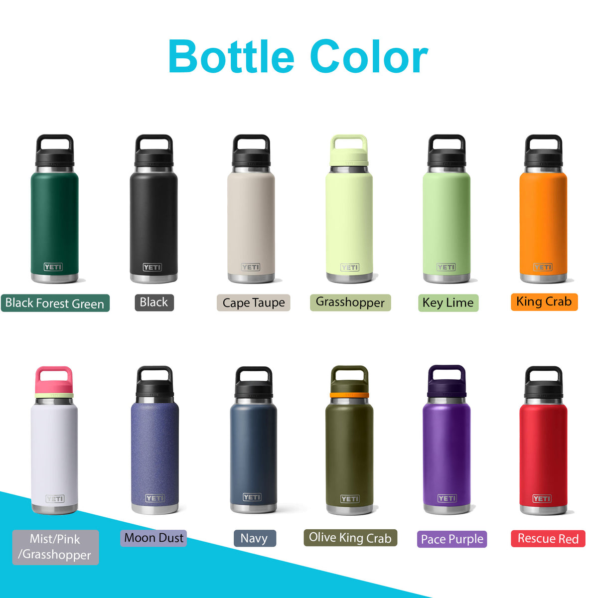 36oz YETI Rambler Water Bottles | Personalized Vacuum Insulated Bottle | Laser Engraved Stainless Steel Bottle with Chug Cap| Thanksgiving.
