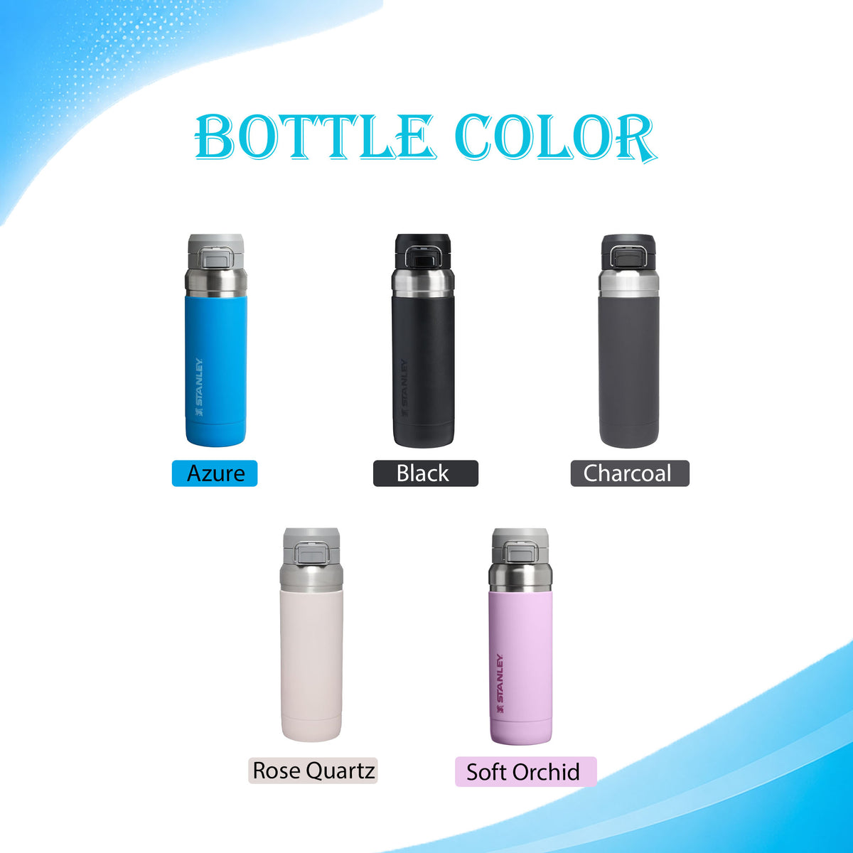36oz Stanley Quick Flip GO Water Bottle | Personalized Insulated Stainless Steel Bottle | Laser Engraved Bottle with Push Button Lid 1 zengravedstore