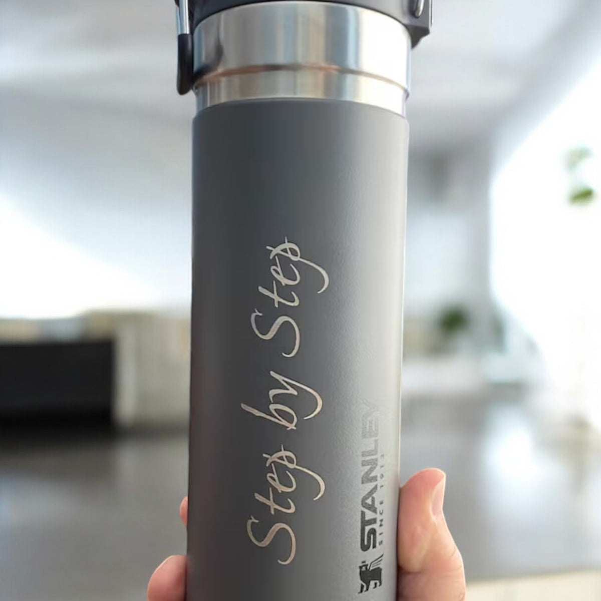 36oz Stanley Quick Flip GO Water Bottle | Personalized Insulated Stainless Steel Bottle | Laser Engraved Bottle with Push Button Lid 7 zengravedstore