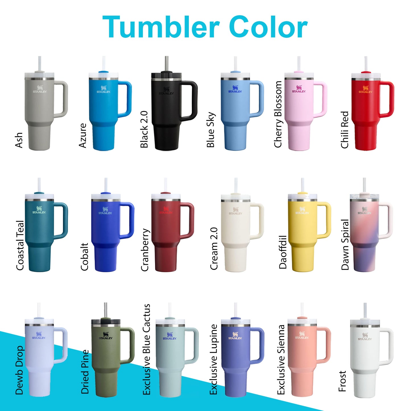 40oz Stanley Quencher Tumbler | Laser Engraved Stainless Steel Tumbler | Personalized Tumbler with lid and Straw.