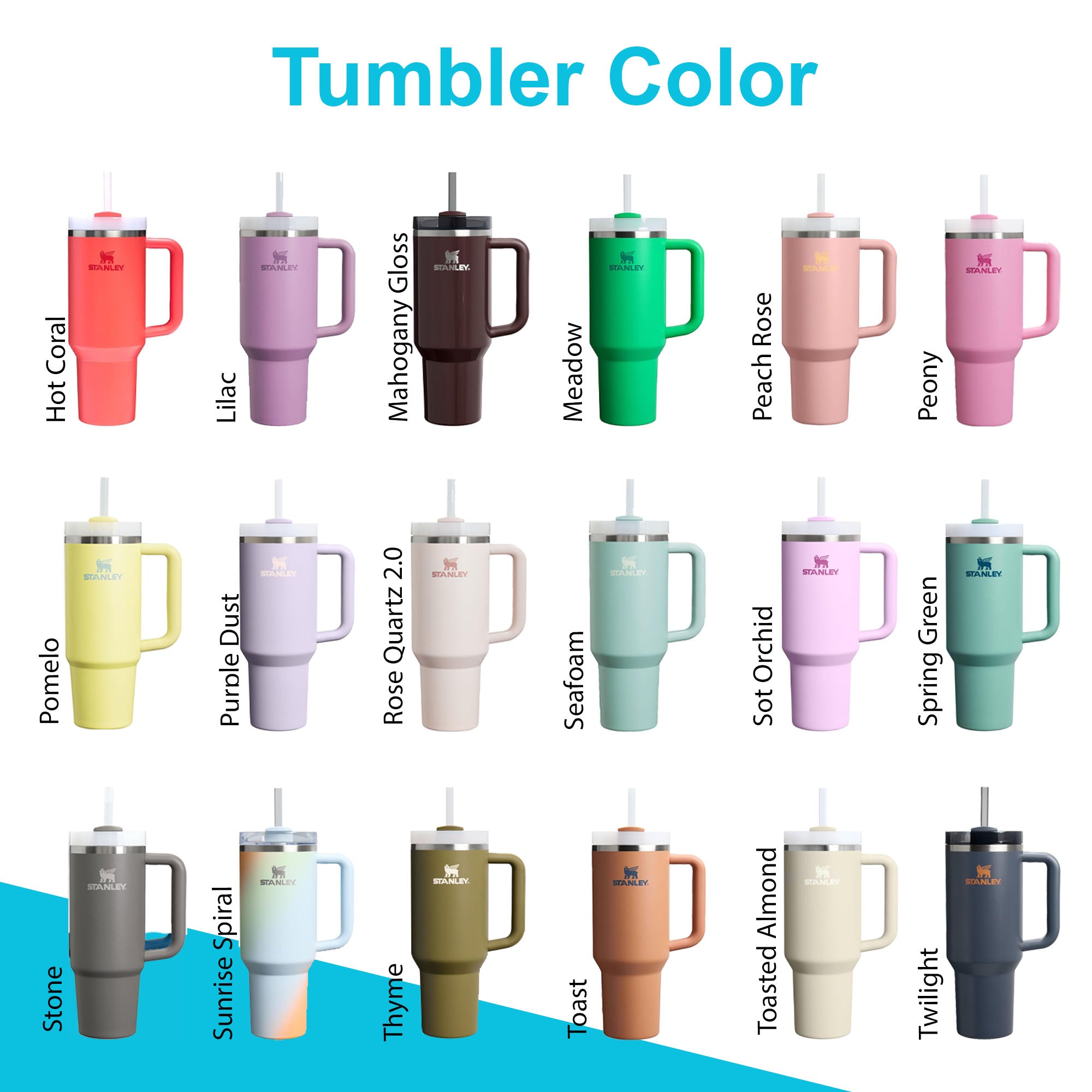 40oz Stanley Quencher Tumbler | Laser Engraved Stainless Steel