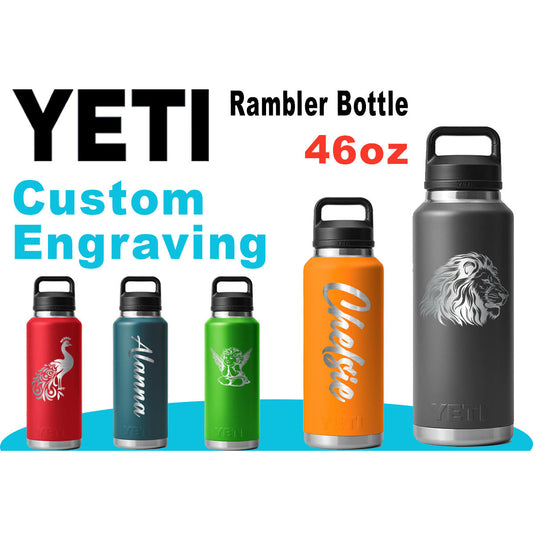 46oz YETI Rambler Water Bottles | Personalized Vacuum Insulated Bottle | Laser Engraved Stainless Steel Bottle with Chug Cap| Valentine Day zengravedstore