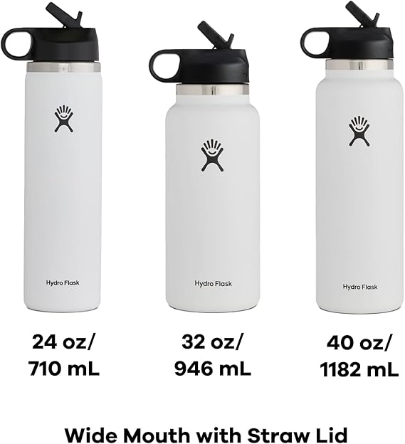 24oz Hydro Flask Flex Straw Lid Bottle | Laser Engraved Stainless Steel Water Bottle with Straw | Best For Travel, Sports and Gym