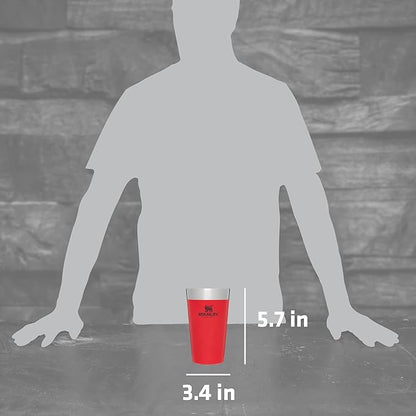 16oz Stanley Adventure Stacking Beer Pint Glass | Personalized Stackable Drinking Cup | Laser Engraved Insulated Stainless Steel Cup.