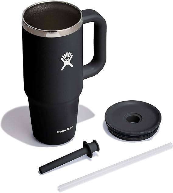 24oz Hydro Flask Travel Tumbler | Personalized Stainless Steel Tumbler with Flexible Straw and Lid | Laser Engraved Hydro Flask Tumbler