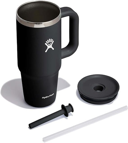 24oz Hydro Flask Travel Tumbler | Personalized Stainless Steel Tumbler with Flexible Straw and Lid | Laser Engraved Hydro Flask Tumbler